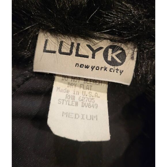 Vintage 90s Y2K Luly K Jacket Women's Medium Black Velvet Gothic Split Faux Fur - Picture 3 of 5